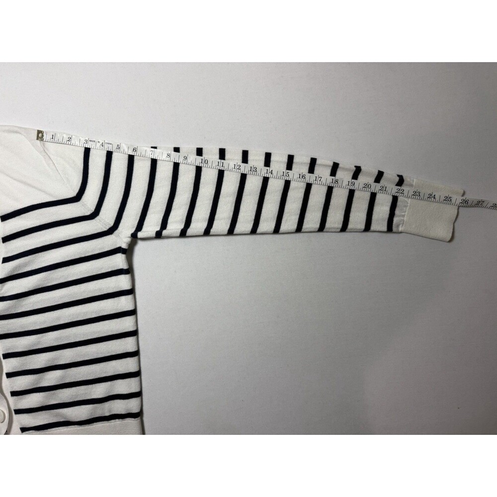 J.Crew Cardigan Women’s Navy Striped 100% Cotton Lightweight Sweater Size M - Picture 7 of 7